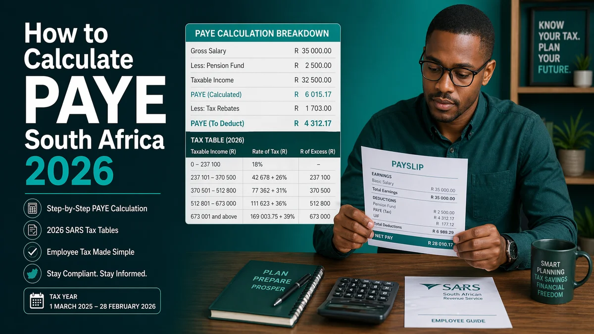 Calculate PAYE net salary South Africa 2026 SARS step by step guide