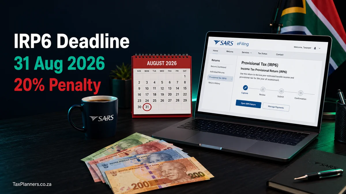 SARS IRP6 deadline 2026 provisional tax penalty explained South Africa